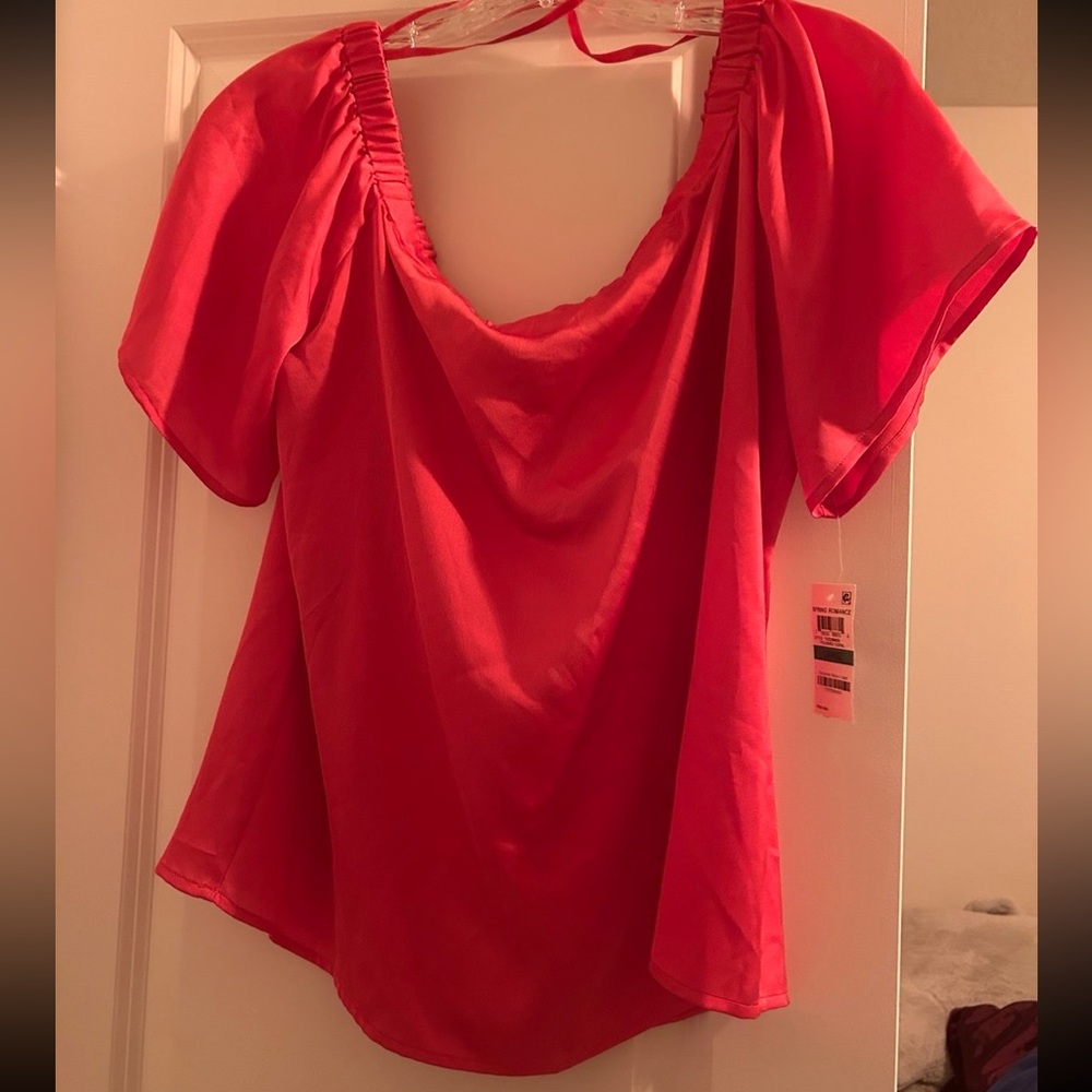INC Coral Satin Blouse
